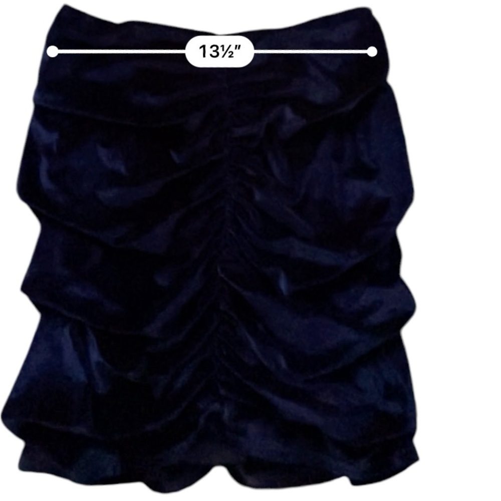 Lulus mini ruched navy blue skirt velvet zipper lined Women L - Picture 13 of 13
